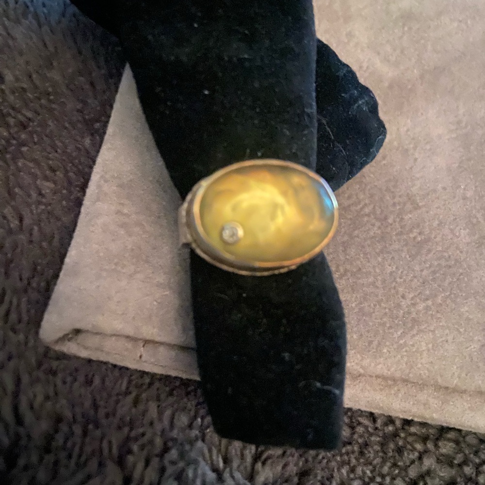 Jamie Joseph lemon quartz with a satellite diamond with 14kt gold & silver